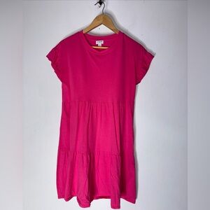 J.Crew Factory Womens Flutter‎ Sleeve T-Shirt Dress Tiered Pink XS